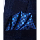 Funki Buys | Neckties | Men's 3 Pcs Indigo Blue Squares Silk Tie Set