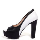 Women's Formal 2 Toned Block Heel Shoes - Black/White - Shoes - 45 B - PU Leather - image 2