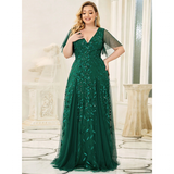 Women's Long Sequin Lace Formal Dress - Green - Gown - 26 - Polyester/Chiffon/Tulle - image 12