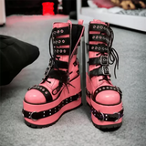 Women's Pink Platform Belt Buckle Boots - Pink - Platform Boots - 47 B - PU Leather - image 6