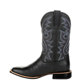 Men's Mid-calf Embroidered Cowboy Boot - Black - Cowboy Boots - 48 B - PU Leather - image 7