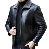 Men's Leather Fleece Lined Short Jackets - Black - Men's Business Jacket - 7XL - Genuine Leather - image 34