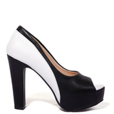 Women's Formal 2 Toned Block Heel Shoes - Black/White - Shoes - 45 B - PU Leather - image 18
