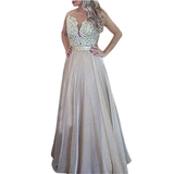 Women's Chiffon Beaded Prom Dress - Champagne - Prom Dress - 28W - Chiffon Lace - image 22