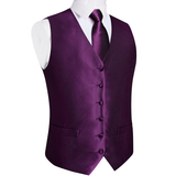 Men's 4 Pcs Luxury Formal Vest Tie Set - Purple - 4Pcs Set -M-0129 - XXXL - Silk - image 4