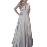 Women's Chiffon Beaded Prom Dress - Champagne - Prom Dress - 28W - Chiffon Lace - image 24