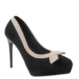 Women's Suede Bow Tie Platorm Heels - Black - 12cm Heel - 42 B - PU Suede Leather - image 3