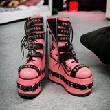 Women's Pink Platform Belt Buckle Boots - Pink - Platform Boots - 47 B - PU Leather - image 12