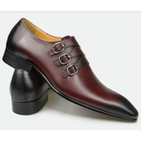 Men's Genuine Leather Pointed Toe Shoes - Wine Red - Dress Shoes - 50 B - Genuine Leather - image 11