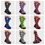 Women's Colorful Custom Platform Boots - Burgundy - LGZ3739 / Boots - 14 B - PU Leather - image 26