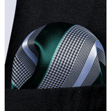 Funki Buys | Neckties | Men's 3 Pcs Dark Green White Striped Tie Set