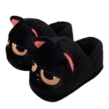 Women's Black Cat Winter Soft Slippers - Black/Red - Heel Covered Slippers - 36-37 - Plush - image 34