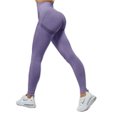 Women's High Waist Soft Smile Yoga Pants - Blue - Fitness Leggings - XXL - Polyester Spandex - image 1