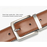 Men's Genuine Leather Reversible Belt - Brown/Black - Men's Belt - 105cm (Waist 90cm) - Genuine Leather - image 13