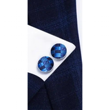 Funki Buys | Neckties | Men's 3 Pcs Indigo Blue Squares Silk Tie Set