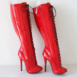 Women's Shiny Burlesque High Heel Boots - Pink - High Boots - 15 B - Patent PU Leather - image 14