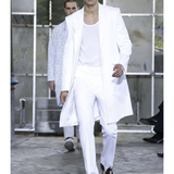 Men's White 2 Pcs Long Jacket Formal Suit - White - Wedding Suit - 6XL - Wedding Suit - Polyester - image 4