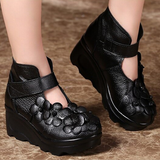 Funki Buys | Shoes | Women's Cute Red Flower Leather Wedges
