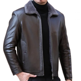 Men's Leather Fleece Lined Short Jackets - Black - Men's Business Jacket - 7XL - Genuine Leather - image 18