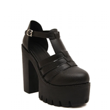Women's Gothic Punk High Chunky Sandal - Black - Platform Sandals - 35 B - PU Leather - image 3
