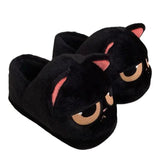 Women's Black Cat Winter Soft Slippers - Black/Red - Heel Covered Slippers - 36-37 - Plush - image 26