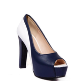 Women's Formal 2 Toned Block Heel Shoes - Black/White - Shoes - 45 B - PU Leather - image 5