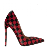 Women's Red Black Checkered Stilettos - Black/Red - 1 / 12cm Heel - 46 B - PU Leather - image 15