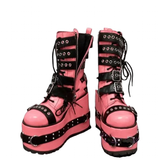 Women's Pink Platform Belt Buckle Boots - Pink - Platform Boots - 47 B - PU Leather - image 2