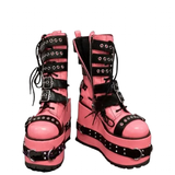 Women's Pink Platform Belt Buckle Boots - Pink - Platform Boots - 47 B - PU Leather - image 15