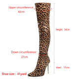 Women's Faux Leather Leopard Print Boots - Khaki - Leopard Print - 45 B - Plush Stretch Material - image 16