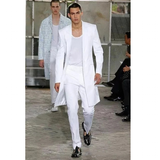 Men's White 2 Pcs Long Jacket Formal Suit - White - Wedding Suit - 6XL - Wedding Suit - Polyester - image 5