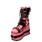 Women's Pink Platform Belt Buckle Boots - Pink - Platform Boots - 47 B - PU Leather - image 11