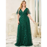 Women's Long Sequin Lace Formal Dress - Green - Gown - 26 - Polyester/Chiffon/Tulle - image 13