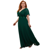 Women's Elegant Chiffon Evening Dress - Dark Green - Dress - 26 - Polyester Chiffon - image 15
