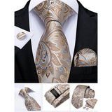 Men's 3 Pcs Stylish Paisley Tie Set - Beige -  SJT-7290 - One Size - Silk - image 9