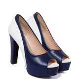 Women's Formal 2 Toned Block Heel Shoes - Black/White - Shoes - 45 B - PU Leather - image 3