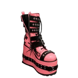 Women's Pink Platform Belt Buckle Boots - Pink - Platform Boots - 47 B - PU Leather - image 13