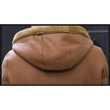Men's Hooded Winter Faux Leather Jacket - Khaki - Jacket - 8XL - PU Leather - image 11