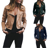 Women's Diagonal Zipper Short Jacket - Champagne - Jacket - 5XL - Polyester - image 1