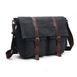 Messenger Bags Men's Canvas Hide Bags - Coffee - Bag - Large - Canvas/Leather - image 9