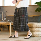 Men's Long Japanese Kimono Wide Shorts - Black - 1 / Japanese Long Shorts - 5XL     92 to 99kg - Linen - image 19