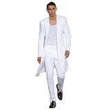 Men's White 2 Pcs Long Jacket Formal Suit - White - Wedding Suit - 6XL - Wedding Suit - Polyester - image 17