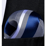 Funki Buys | Neckties | Men's 3 Pcs Dark Blue White Striped Tie Set