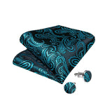 Men's 4 Pcs Luxury Teal Blue Tie Vest Set - Teal Blue - 4pc Tie Set - MJ-0107 - 3XL - Silk - image 6