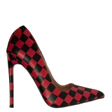 Women's Red Black Checkered Stilettos - Black/Red - 1 / 12cm Heel - 46 B - PU Leather - image 3