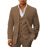 Men's 3 Pcs Linen Summer Wedding Suits - Champagne - Wedding Suit - 5XL - Linen - image 8