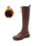 Women's Real Leather Lace Up Riding Boot - Brown - 1 / Short Plush - 10.5 B - Genuine Leather - image 22