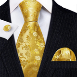 Men's 3 Pcs Classic Gold Tie Set - Gold - N-5150 - One Size - Silk - image 37