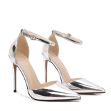 Women's Gold Silver Formal Stiletto Pumps - Gold - Evening Shoes - 35 B - PU Leather - image 39