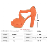 Women's Block Heel High Platform Sandal - Orange - Platform Sandals - 43 B - PU Leather - image 40